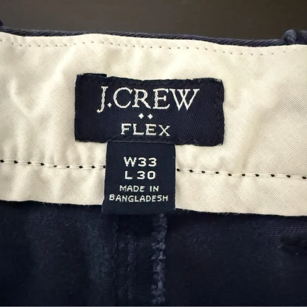 J Crew Flex Slim Fit Pants Mens Sz 33x30 Blue Chino Preppy Career Business